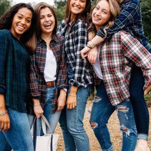 LL Bean Relaxed-Fit Flannel Zip Up Hoodie